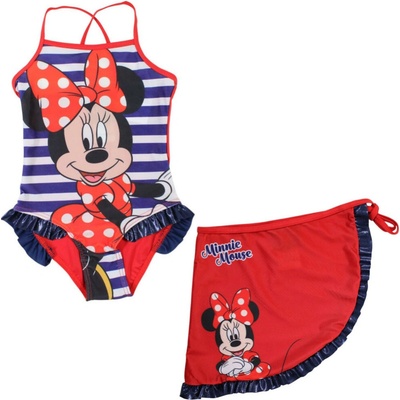 Dívčí plavky jednodílné MINNIE Chic s plážovým sarongem červeno-modré