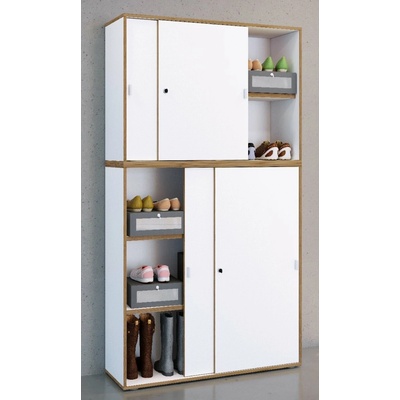 VCM s posuvnými dveřmi Salia B100 s 5 přihrádkami 100 × 37 × 183 cm bílý