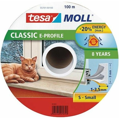 Tesa Tesnenie tesamoll® profil E, 9 mm, biele, L-100 m, na okná a dvere