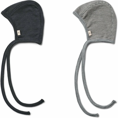 Zaväzovacia čiapka z merino vlny kusy Wheat navy stripe