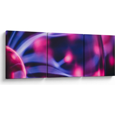 Abstraktní fialový obraz, třídílný 120x40 cm