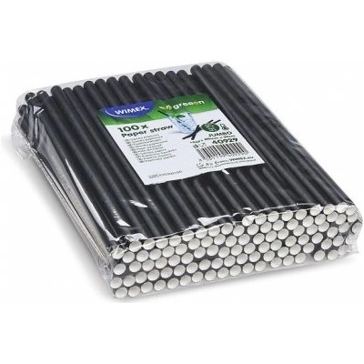 Wimex Jumbo Černá papírová brčka 8 mm x 20 cm 100 ks