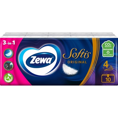Zewa Softis vreckovky papierové 4-vrstvové 10 x 9 ks