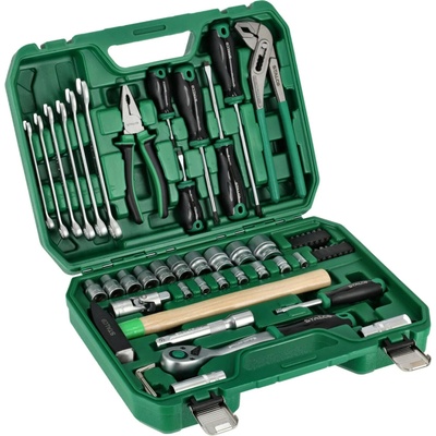 Sada nástrčných klíčů 1/2”+1/4”, 55-dílná sada, ráčna 90T, STALCO