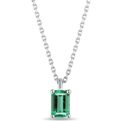 Klenota Náhrdelník z bieleho zlata so smaragdom emerald cut N0385502