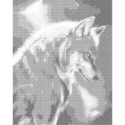 ZUTY Bodkovanie - MESAČNÝ VLK Rámovanie: vypnuté plátno na rám, Rozmer: 40x50 cm