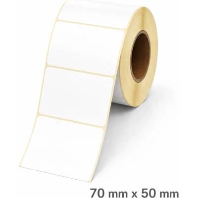 Termo Etiketa 70 mm x 50 mm, Thermo eco, Biela, Dutinka 40 mm, 1000 ks/kotúč, Odlepiteľné lepidlo