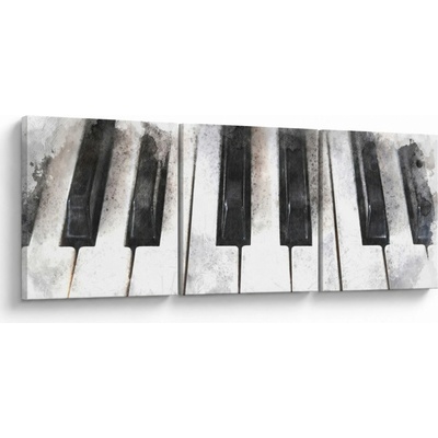 Obraz - Piano, aquarel, třídílný 90x30 cm