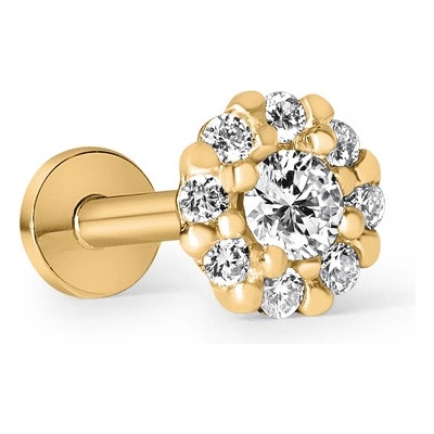 DF Piercingová náušnice Labreta 5987 ze žlutého zlata s brilianty 4