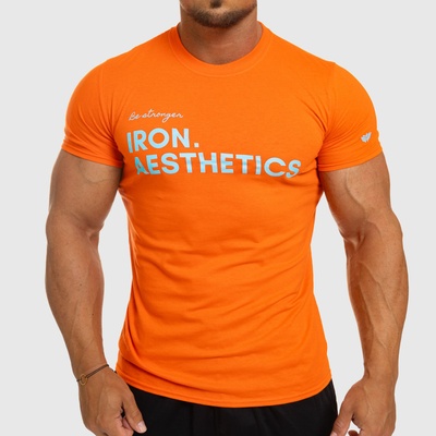 Pánske fitness tričko Iron Aesthetics Be Stronger Oranžová