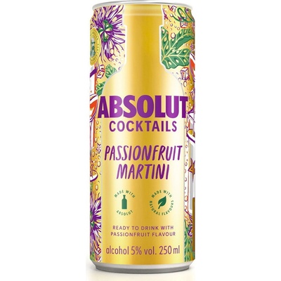 Absolut Passion.Martini 5% cocktails 5% 0,25 l (holá láhev) – Hledejceny.cz