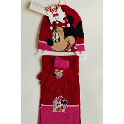 Hřejivý zimní set Disney Minnie Mouse čepice rukavice a šála- červený
