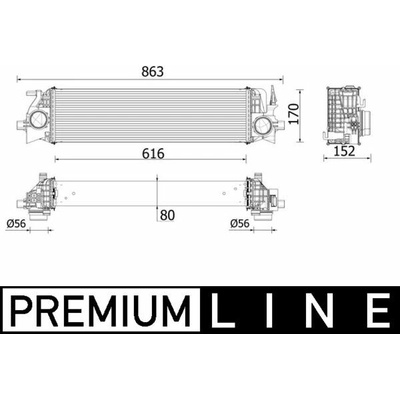 Chladič plniaceho vzduchu MAHLE ORIGINAL CI 554 000P (CI554000P)