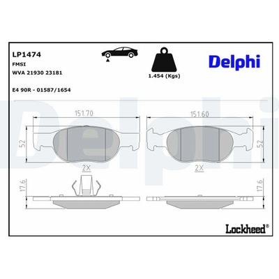 DELPHI Sada brzdových platničiek kotúčovej brzdy LP1474