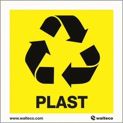 Walteco Značenie odpadu ""Recyklácia - plast"" samolepiaci, 92 x 92 mm