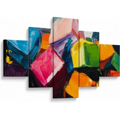 Obraz - Barevné krychle, pětidílný 125x70 cm