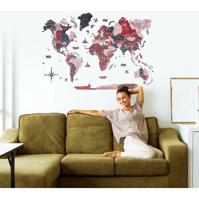 Enjoy the Wood 3D nástěnná dřevěná mapa World Map Cliff Prime XL