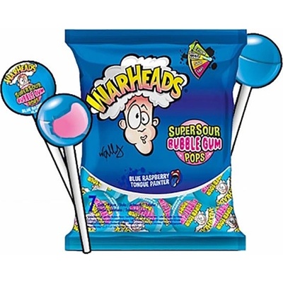 Warheads lízátko se žvýkačkou uvnitř s příchutí modré maliny 7 x 15 g