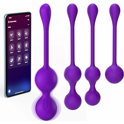 SuperLove Premium Silicone Kegel Balls Set with App Purple