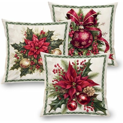 decoDoma decoDoma ORIGINAL COLLECTION Sada 3 ks povlaků na polštářky CHRISTMAS STAR 45 x 45 cm – Hledejceny.cz