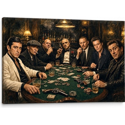 Papilora Obraz 7 mafiánov pri pokrovom stole – legendy mafiánskych filmov na plátne - 120x80 cm