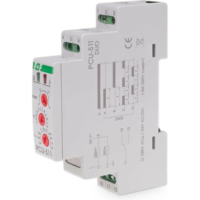PCU-511 DUO - Univerzálne časové relé, 4 funkcie, 230/24V, 8A, 1x NO/NC