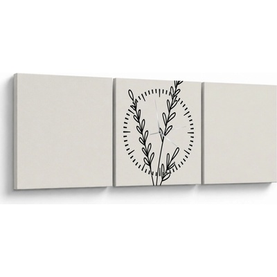 Obraz - Luční květ N⁰2 (s hodinami), třídílný 90x30 cm s hodinami