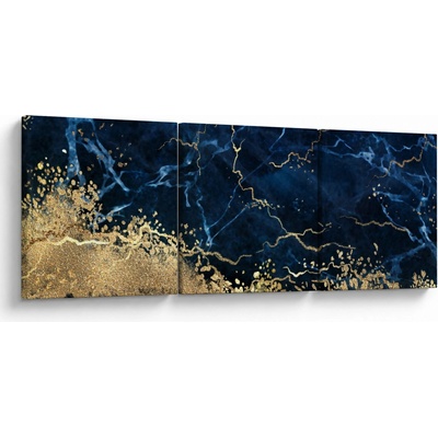 Obraz - Tmavo-modrý mramor, trojdielne 120x40 cm
