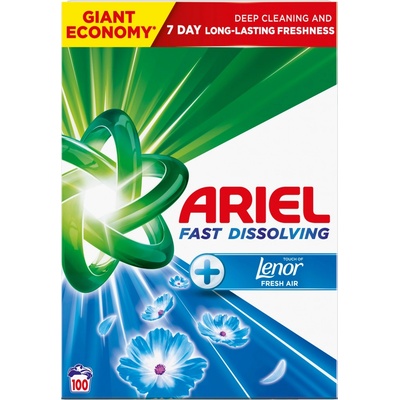 Ariel Fast Dissolving + Lenor prací prášek Fresh Air 5,5 kg