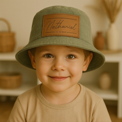 Klobouček s gravírováním jména pro děti béžová
