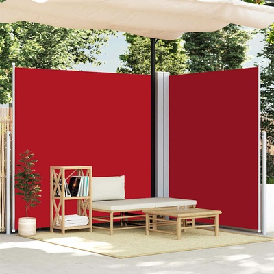 vidaXL Zatahovací boční markýza červená 200 x 600 cm