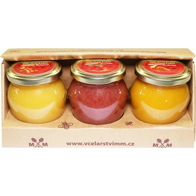 Včelařství M+M medové krémy rakytník kurkuma brusinka 3 x 250 g