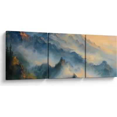 Obraz - Maľovaná horská krajina, trojdielne 90x30 cm
