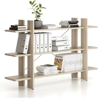B2B Partner Kancelářský regál nízký dlouhý SOLID, 1800 x 400 x 1075 mm, dub přírodní