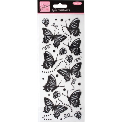 DO samolepky ANT 8181019 motýli glitr BLACK