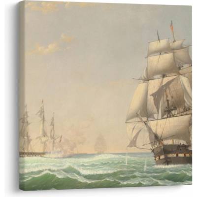 Obraz - Fitz Henry Lane, The United States Frigate President Engaging the British Squadron, reprodukcia, jednodielne 30x30 cm