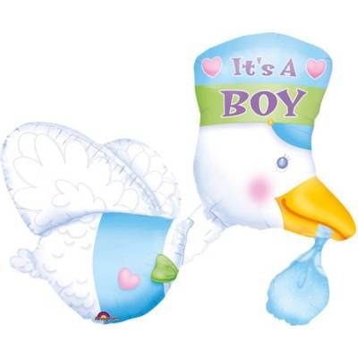 Amscan Foliový multi balonek čáp Its a boy 81 cm Jumbo