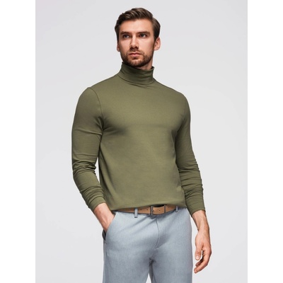 Ombre pánské triko OM-LSCL-0130 DARK OLIVE GREEN