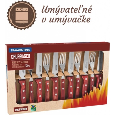 Tramontina BBQ set príborov Jumbo 12 ks červený POLYWOOD