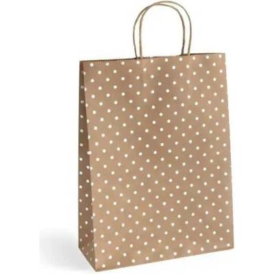 Darčeková taška 33 x 10 x 24 cm hnedá kraft so striebornými bodkami 5 ks KRPA Z257002