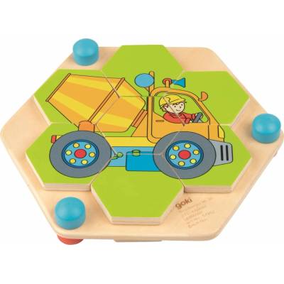 GOKI Puzzle hexagon Stavebné stroje