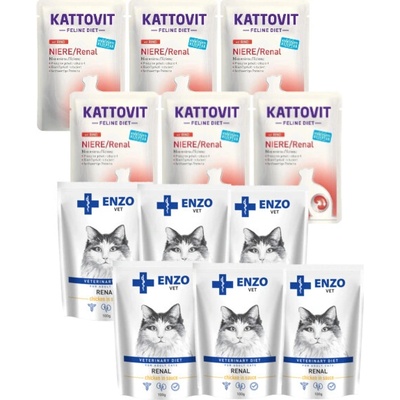 Kattovit Niere/Renal hovězí 6 x 85 g sáček + ENZO VET Renal 6 x 100 g kuřecí maso