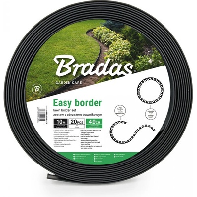 Bradas Obruba záhonů černá 10 m x 4 cm 20 ks kotev Easy Border Set BR-OBEB4010SET