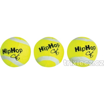 Trixie Balení-tenisový míček s rolničkou 4 cm HipHop Cat 3 ks – Hledejceny.cz