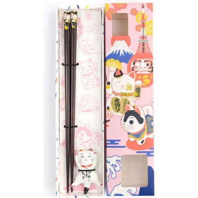 Tokyo Design Studio Darčeková sada paličiek s podložkou Lucky Cat A uni