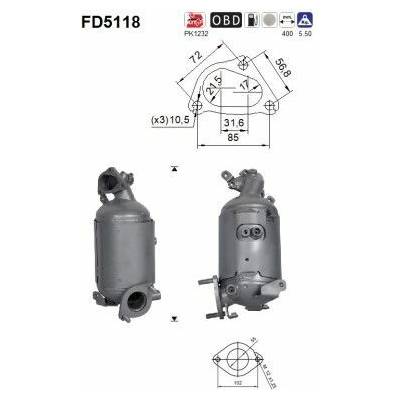 Filter sadzí pevných častíc výfukového systému AS FD5118