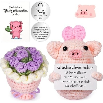 Esoes Pocket Hug Lucky Pig, Lucky Charm Exam Knitting Wool Pig Panenka Malé objetí Lucky Charm