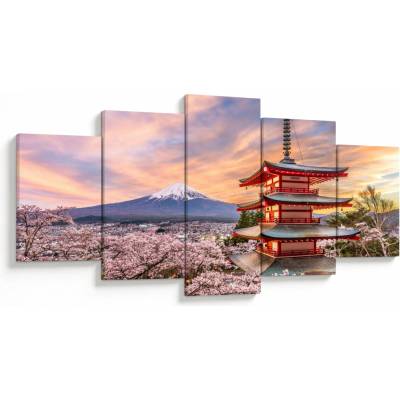 Obraz - Fudži, Japonsko, päťdielne 150x80 cm