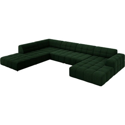 Cosmopolitan Design sametová rohová do "U" Chicago 364 cm levá Lahvově zelená
