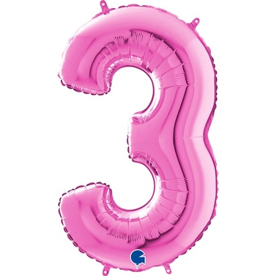 GRABO fóliový balónek ČÍSLICE FUCHSIA 3 66cm,26 nafukovací